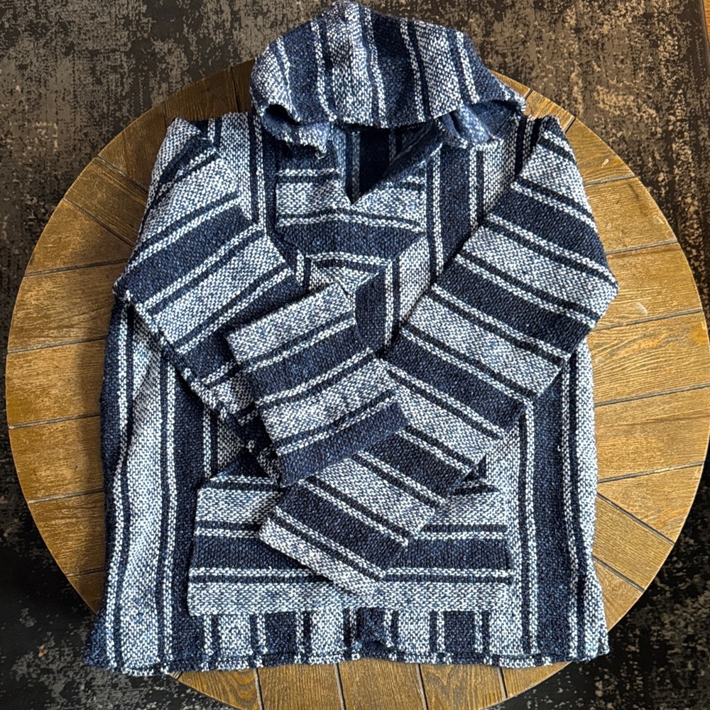 Men's Navy and Gray Striped Baja